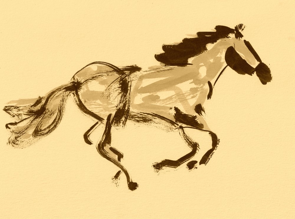 Cheval sépia au galop - Santhosh ch