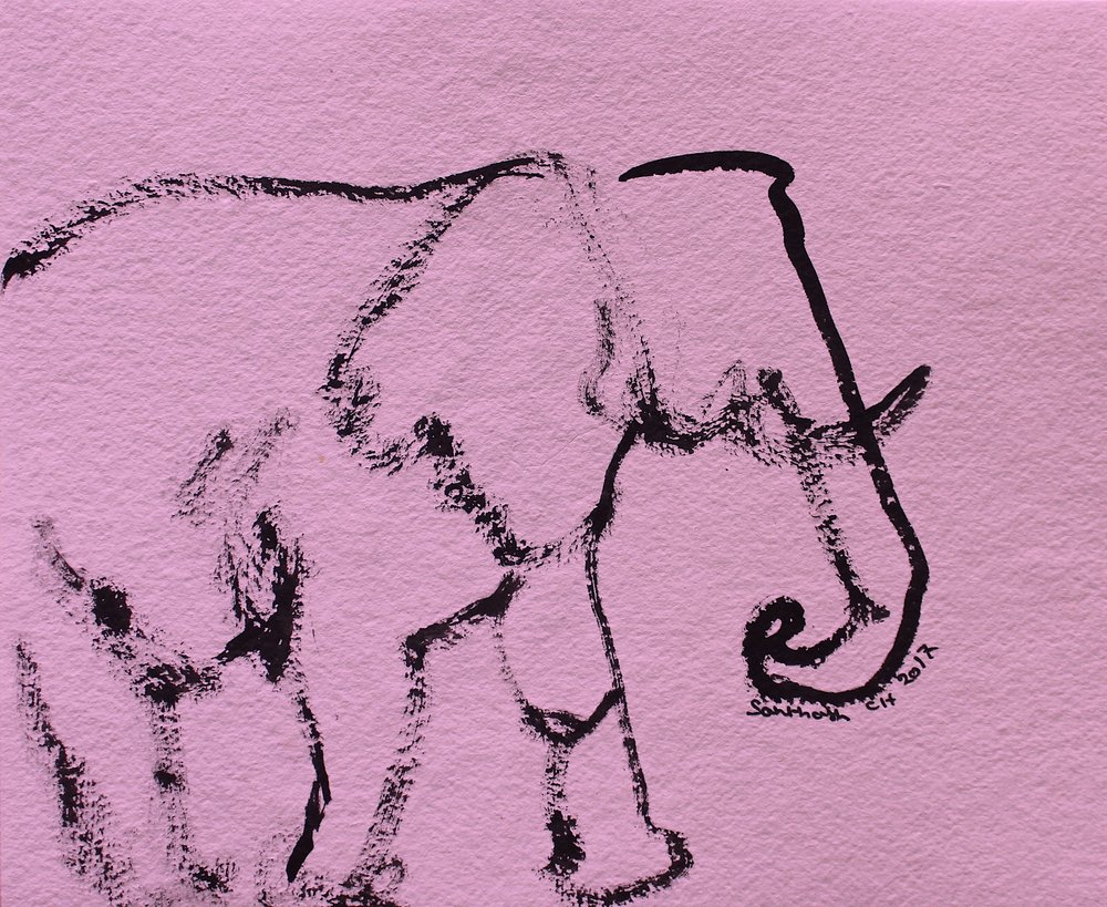 Éléphant rose minimaliste - Santhosh ch