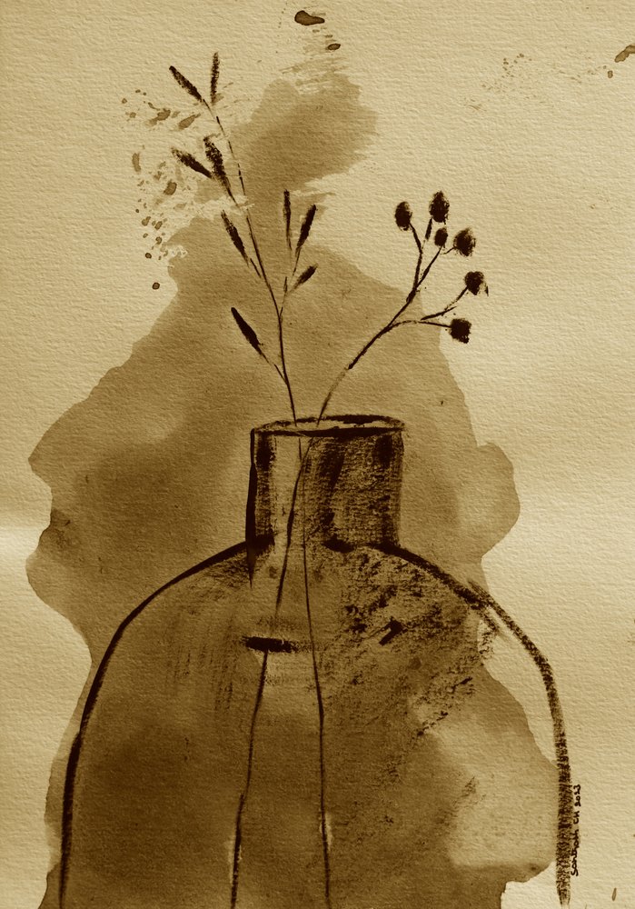 Vase botanique sépia - Santhosh ch