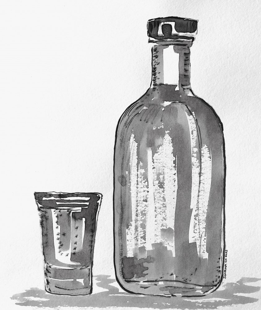 Bouteille de spiritueux et verre - Santhosh ch