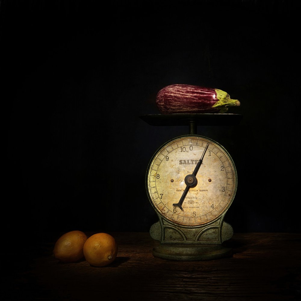 Aubergine et échelle rustique - Saskia Dingemans