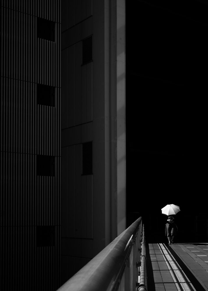 Le marcheur solitaire au parapluie - Satoshi Hata