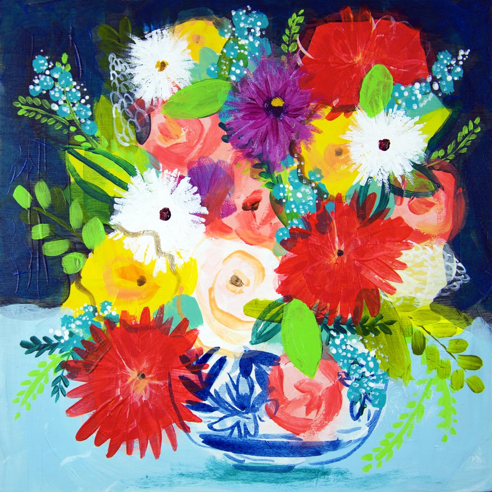 Nature morte florale vibrante - Shelley Hampe