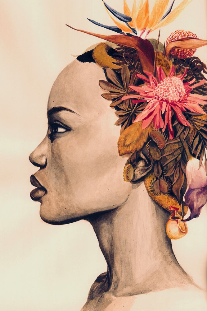 Femme à la couronne botanique - Sophia Novosel