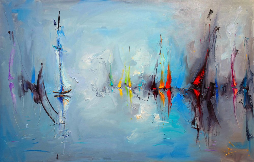 Réflexions sur les bateaux (abstraites) - Stanislav Lazarov