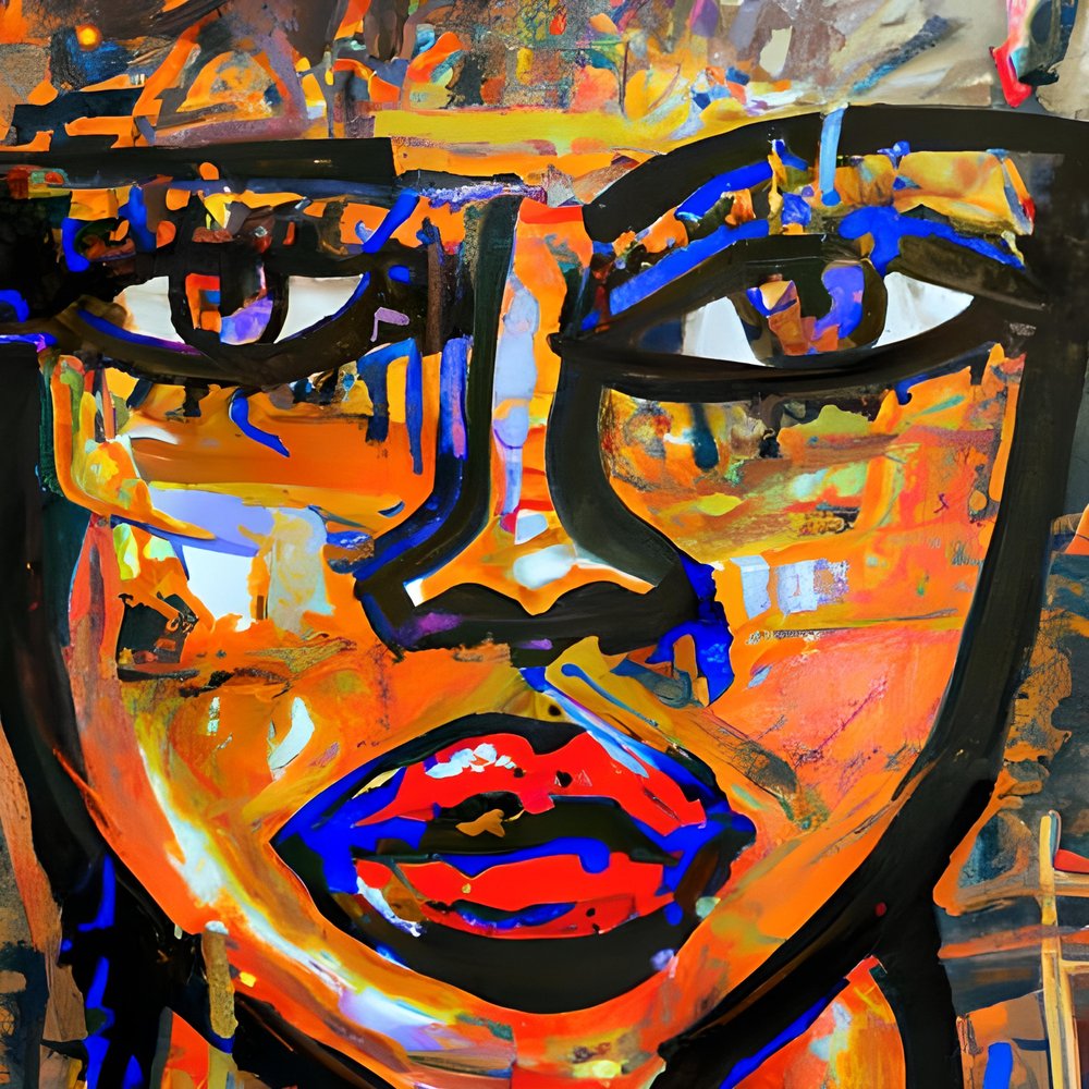 Portrait abstrait aux couleurs vives - Stefan Bammert