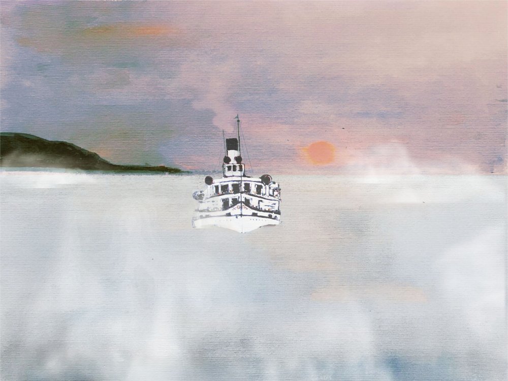 Un bateau blanc sur une eau brumeuse - Stefan Bammert