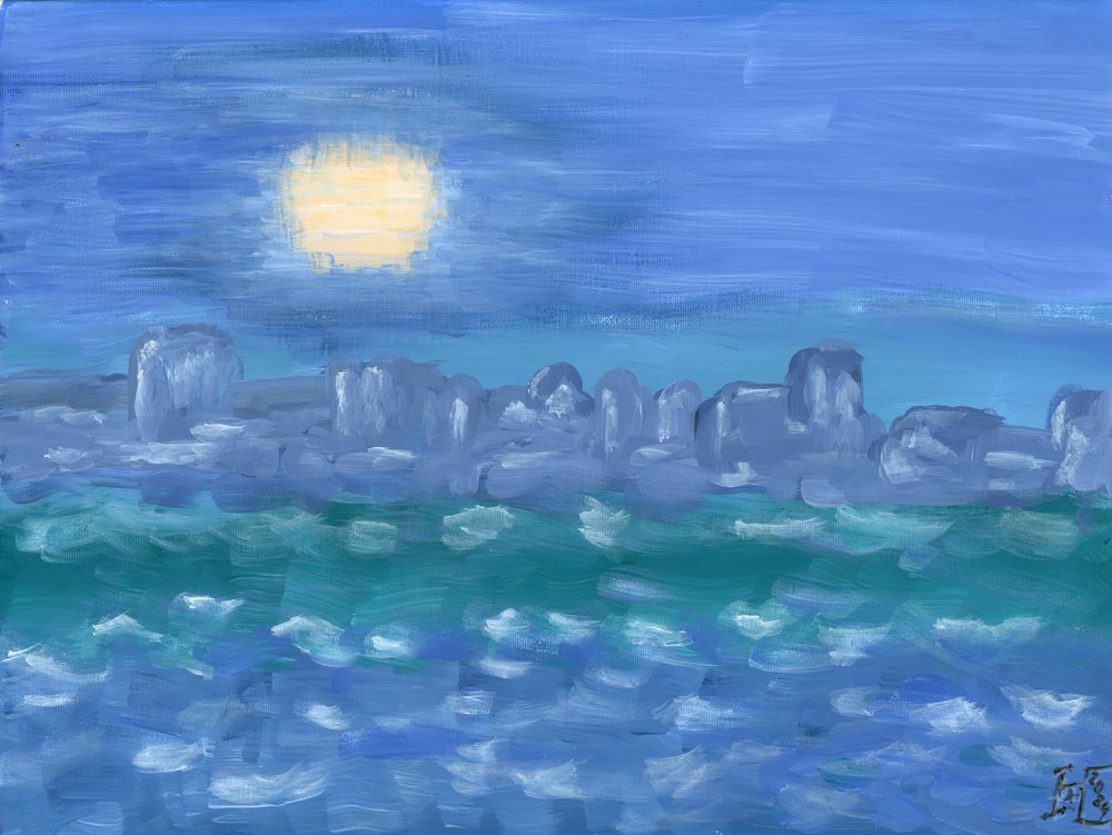 Paysage marin serein au clair de lune - Tim Hoinkis