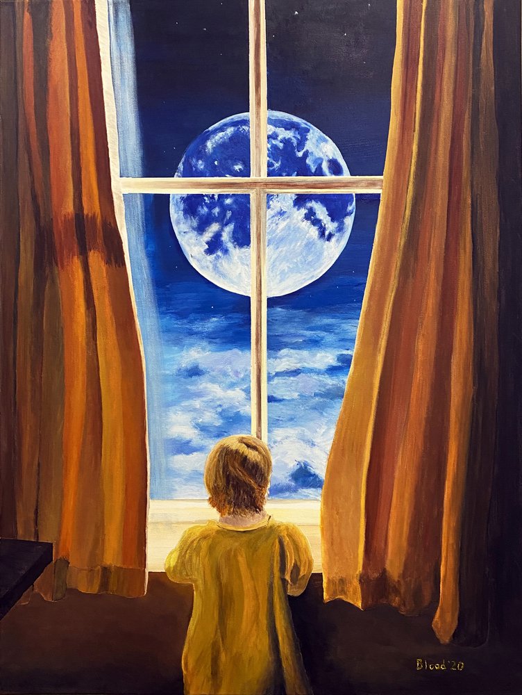 Un enfant contemplant la lune - Tom Blood