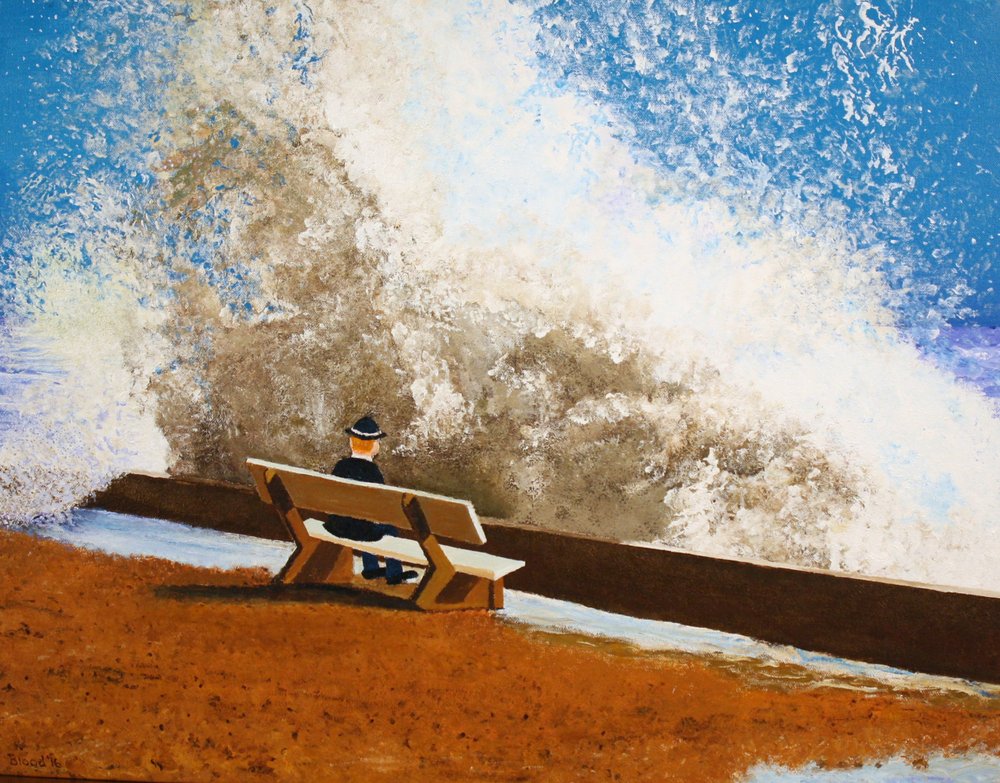 Un homme observant une vague - Tom Blood