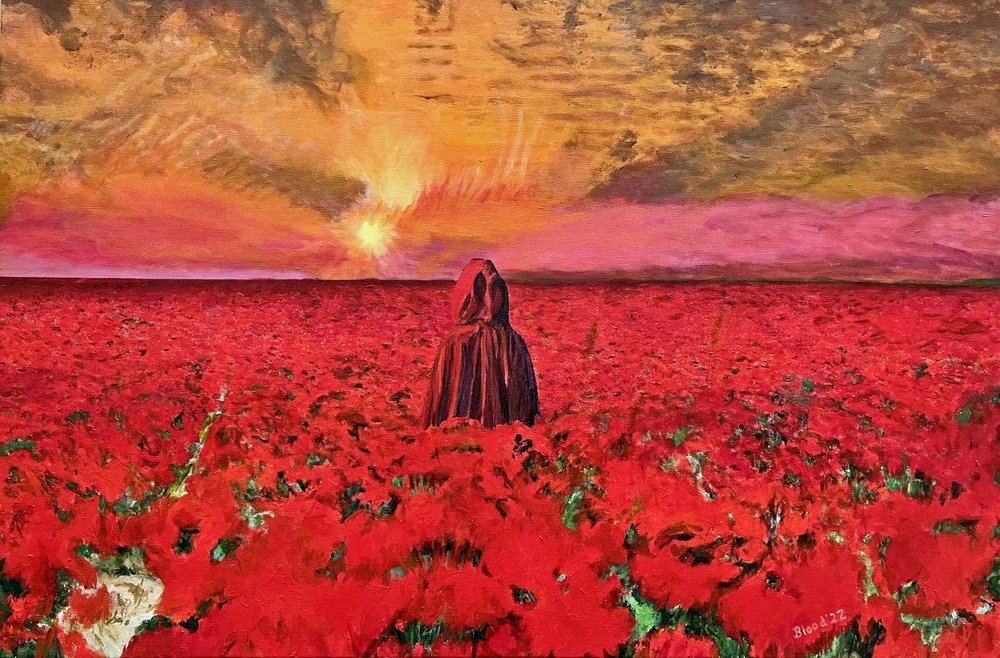 Une femme dans un champ de pavots - Tom Blood