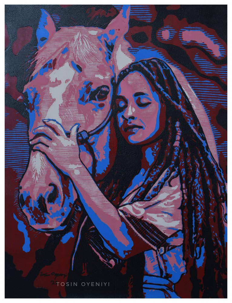 Une femme et un cheval s