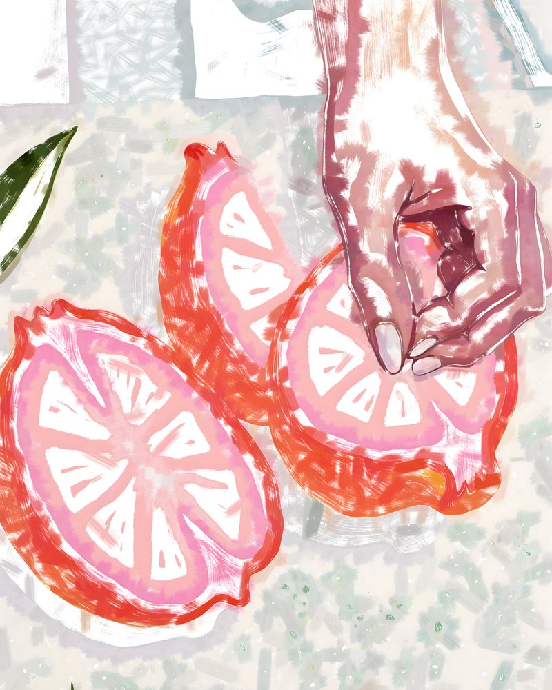 Agrumes roses et main - Uma Gokhale