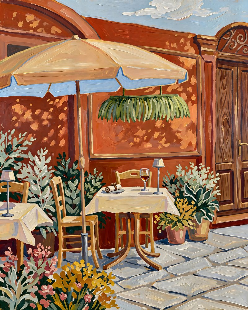Scène de café en terrasse - Uma Gokhale