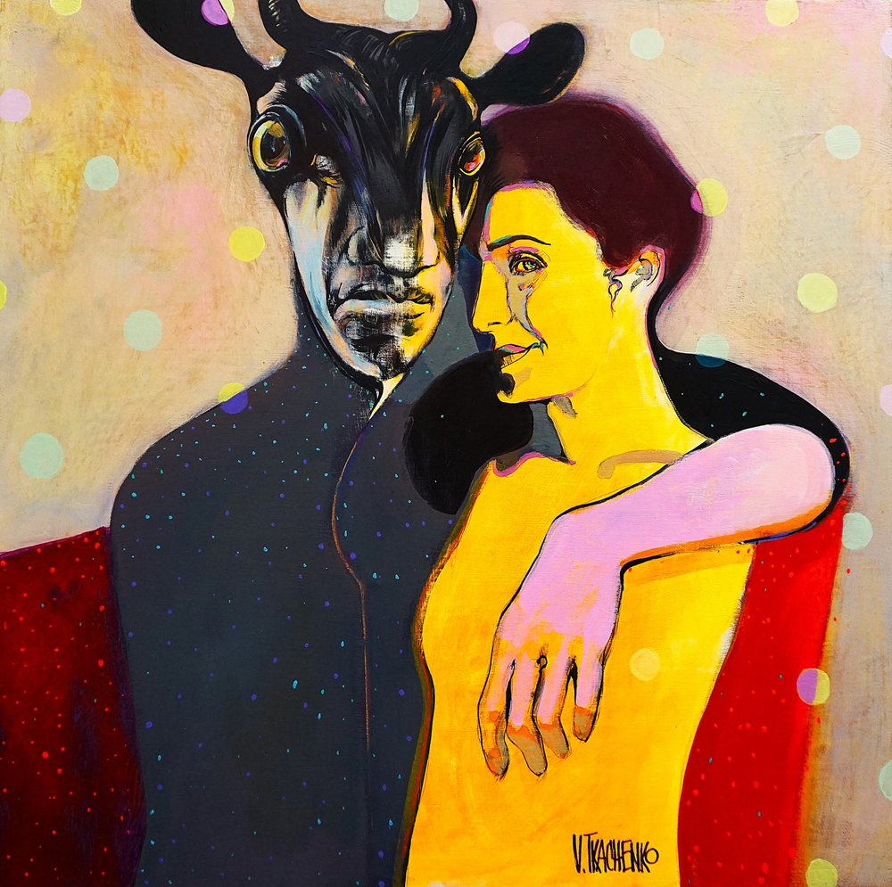 Couple avec un personnage à cornes - Victor Tkachenko