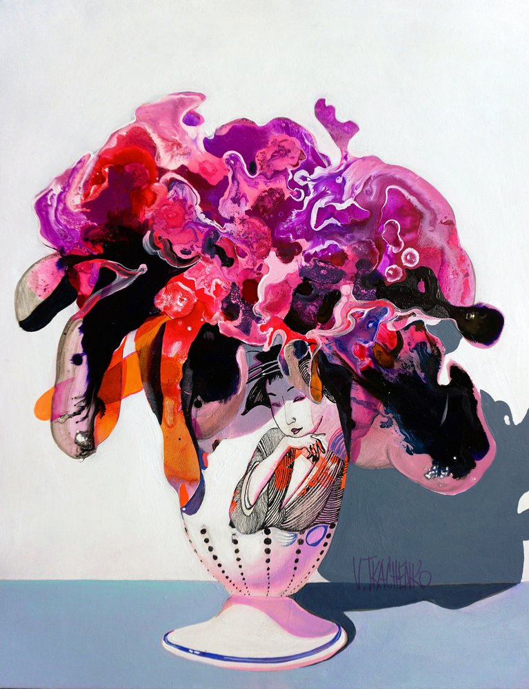Une femme aux couleurs vives et aux motifs floraux - Victor Tkachenko