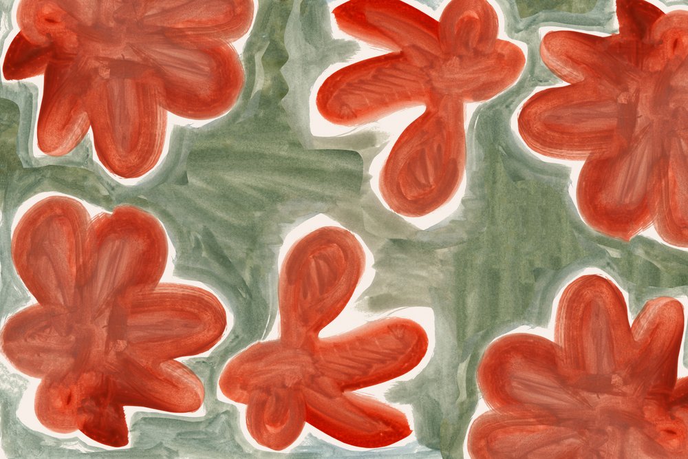 Motif floral abstrait rouge - cartissi