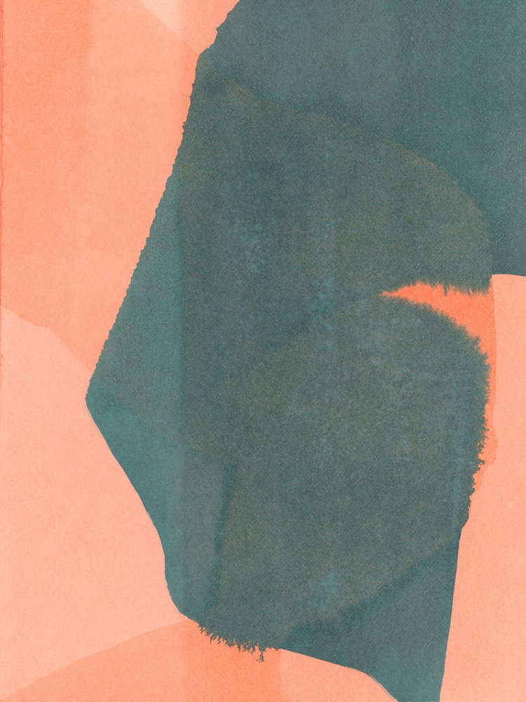 Abstrait : Lavage corail bleu sarcelle - cartissi