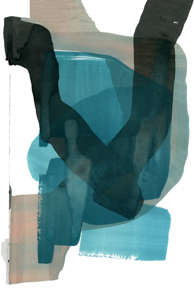 Abstraction fluide dans les tons bleu sarcelle - cartissi