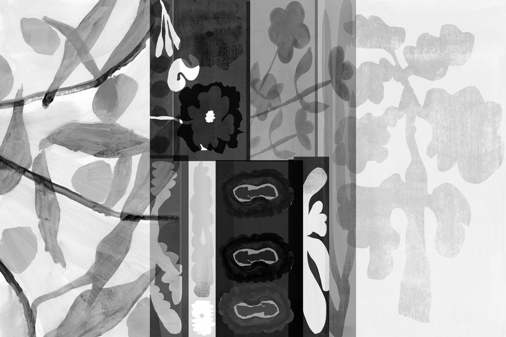 Motifs botaniques monochromes - cartissi