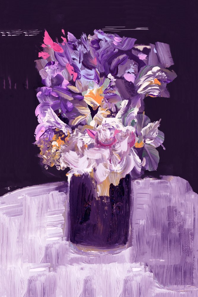 Bouquet violet aux allures de peinture - cartissi