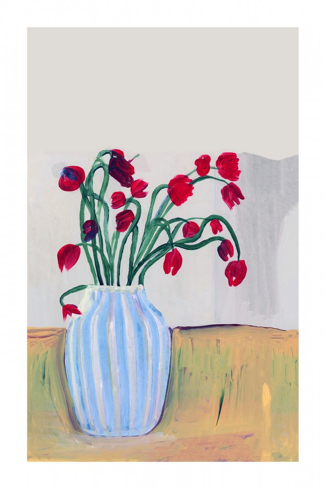 Nature morte aux fleurs rouges - cartissi