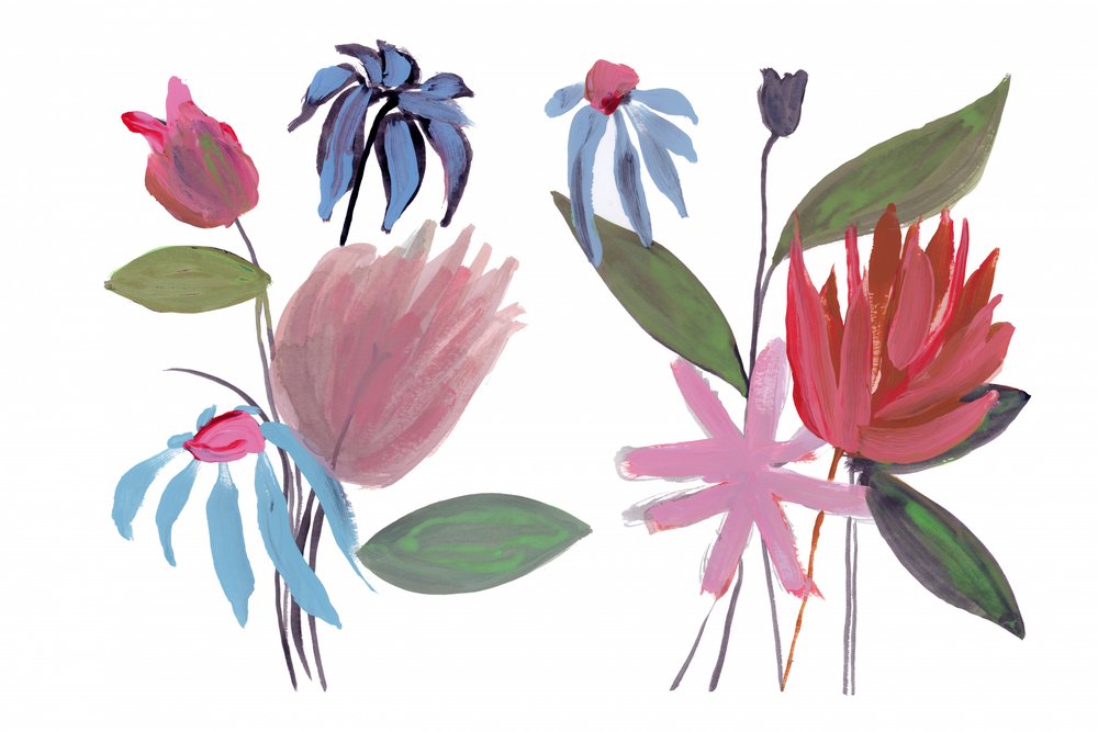 Fleurs abstraites aux couleurs vives - cartissi