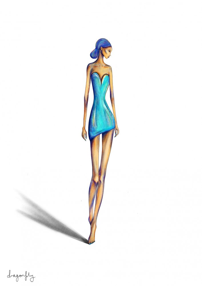 Robe bleue chic pour femme - dragonfly