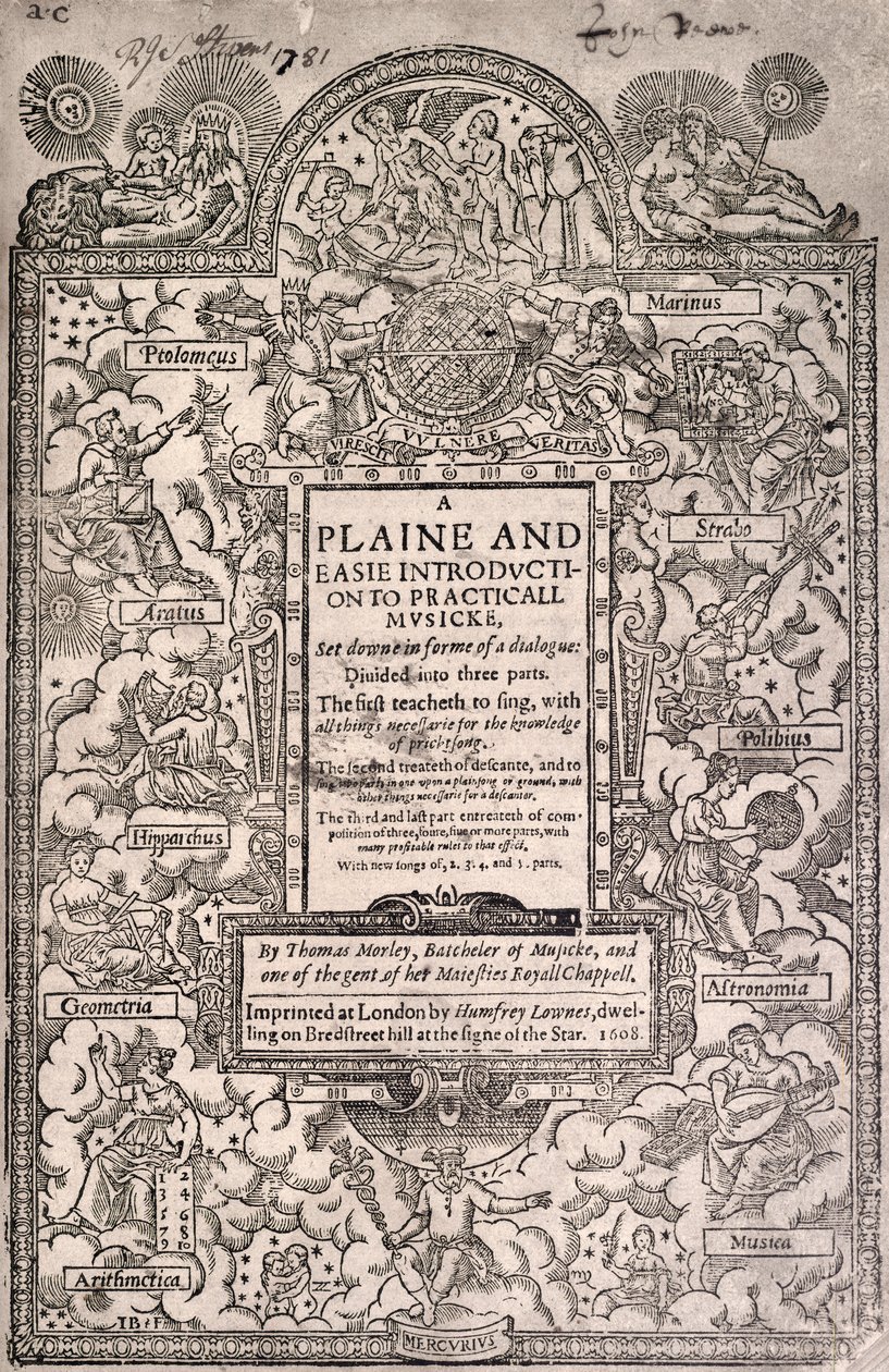Morley, musique pratique, 1608, page de titre - Unknown