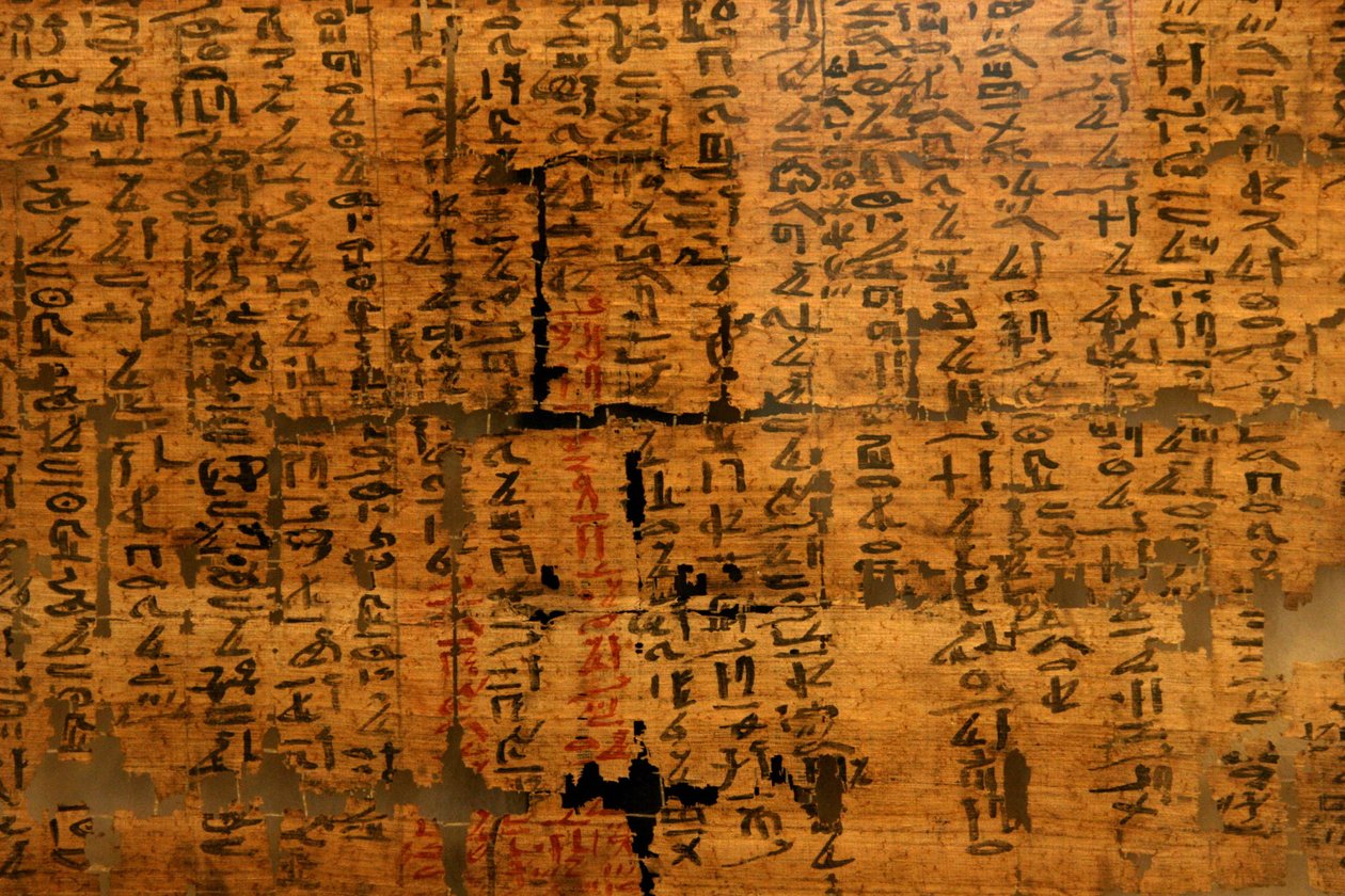 Papyrus inconnu XII: document contenant des remèdes contre les morsures de serpent, pour les douleurs oculaires apparu sous le règne de Ramsès III (1976-1646 av. J.-C.). Musée égyptien de Turin. - Unknown
