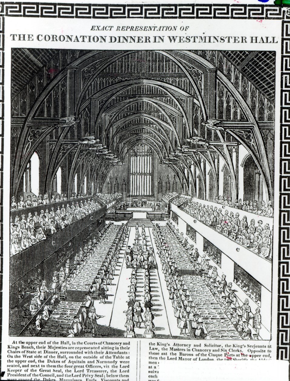 Le banquet de couronnement dans le Westminster Hall, d