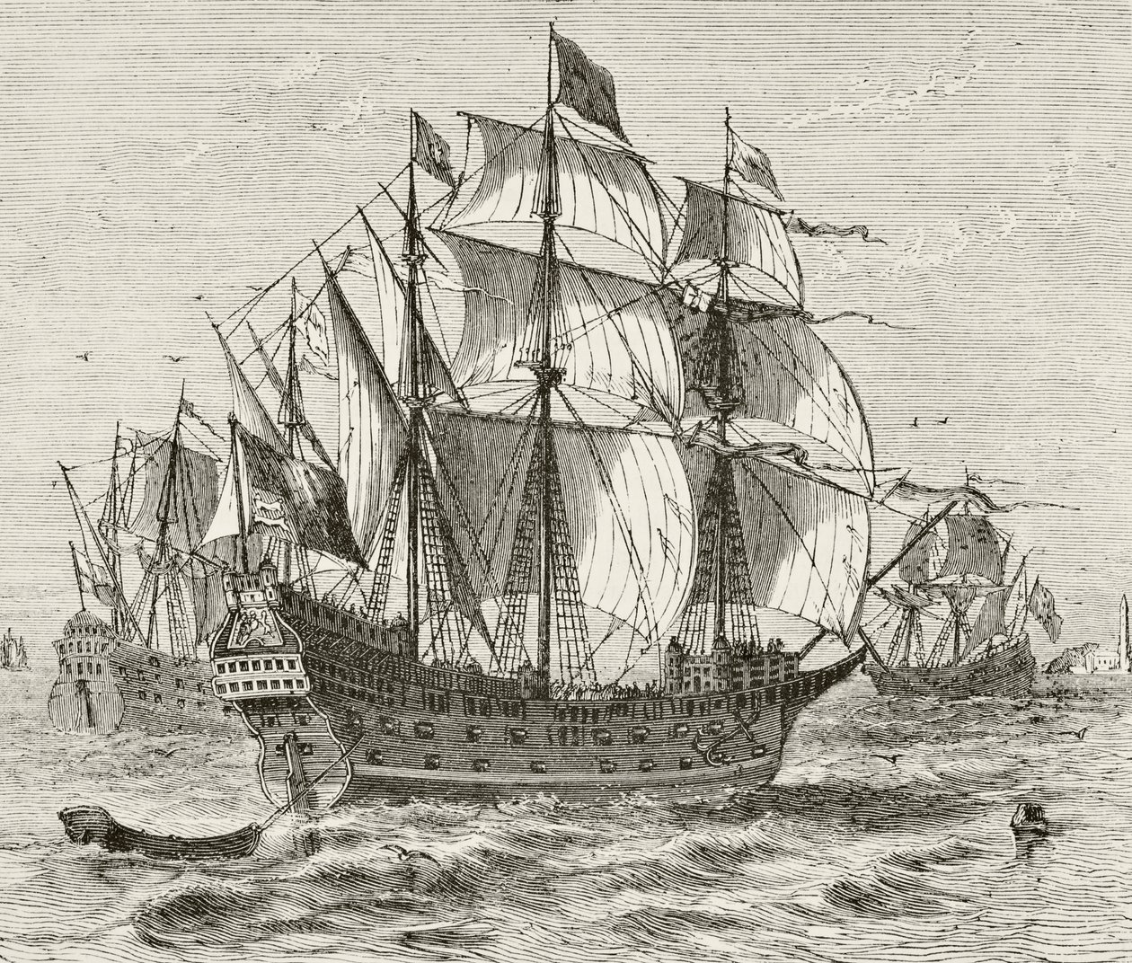 Le navire de guerre anglais Harry Grace A Dieu, construit en 1513, de 