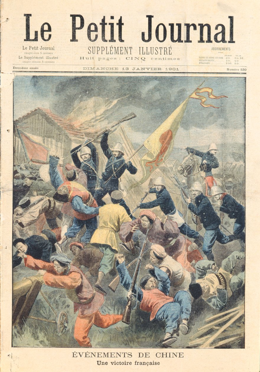 Capture de Pao-Ting-Fu, province de Tcheli, par les troupes françaises, allemandes et italiennes sous le commandement du général Bailloud pendant la rébellion des Boxers de 1900-01, illustration de couverture de 