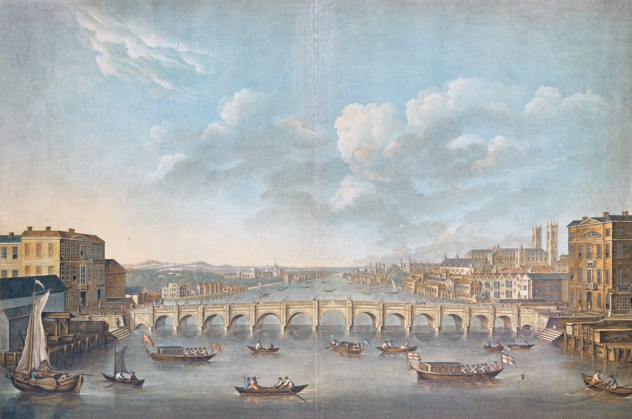 Vue du pont de Westminster, gravée par Pierre Michel Alix, 1799 - French School