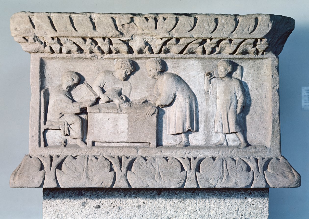 Relief représentant une scène de collecte des impôts - Gallo Roman