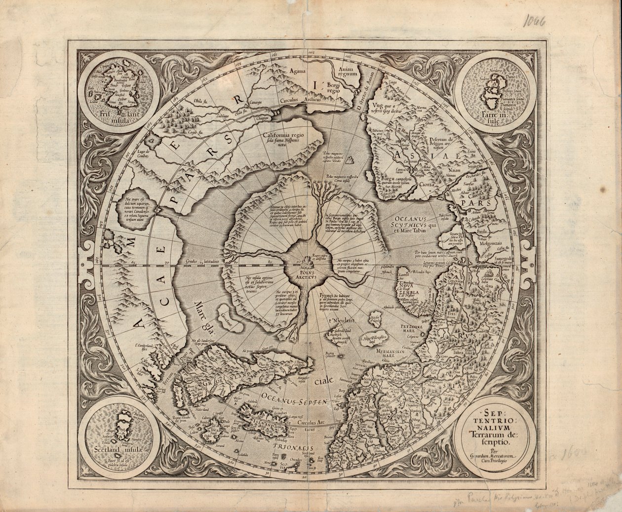 La carte est publiée en (1628) et montre le pôle Nord, les régions nordiques - Unbekannt Unbekannt