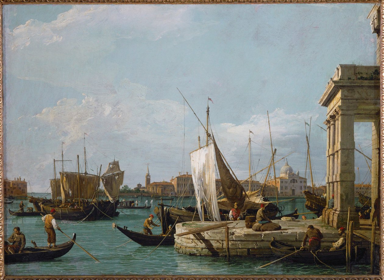 La Dogana à Venise (peinture sur toile) - (1697-1768) Canaletto