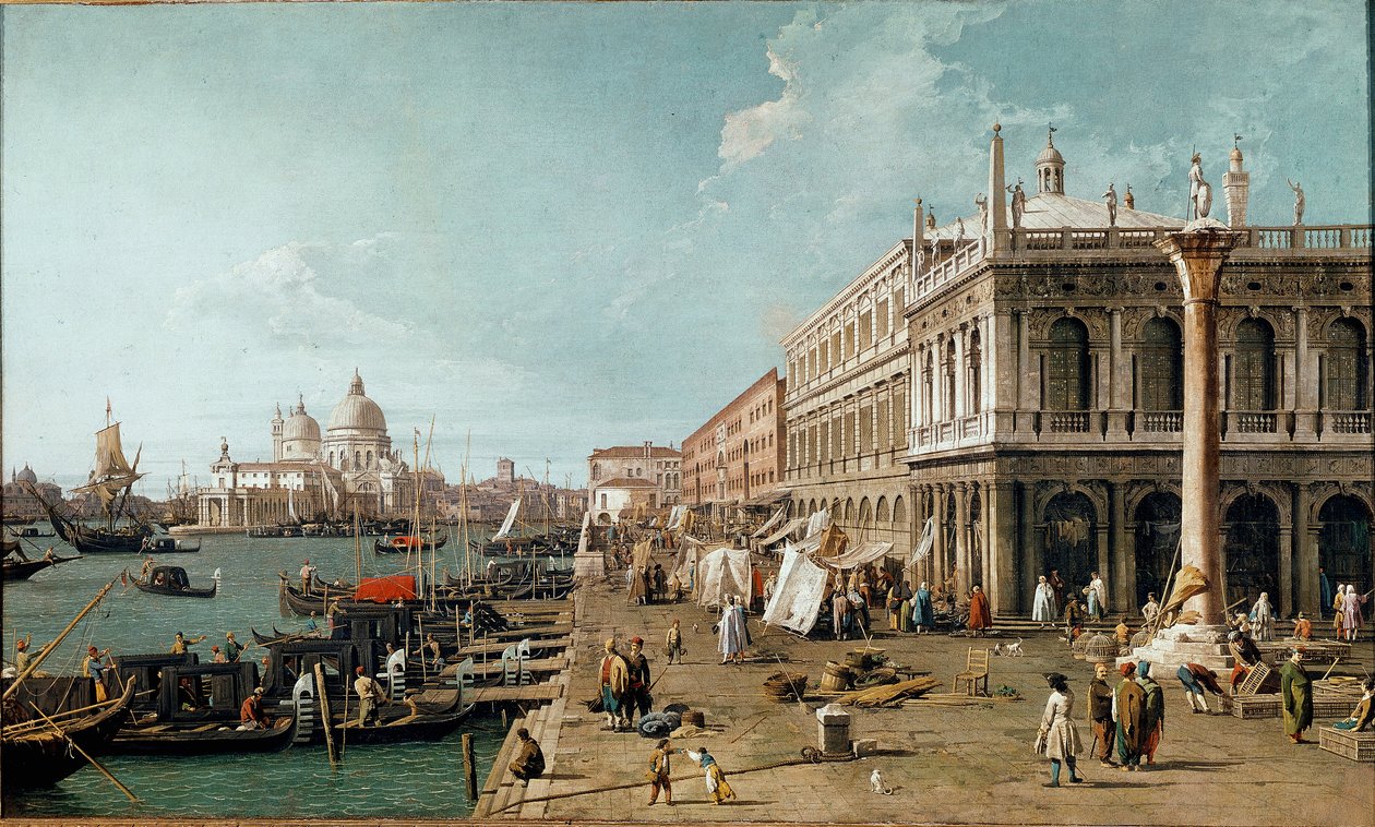 Vue du Molo, de la Biblioteca Marciana et de la Colonne de Saint Théodore, Venise - Canaletto