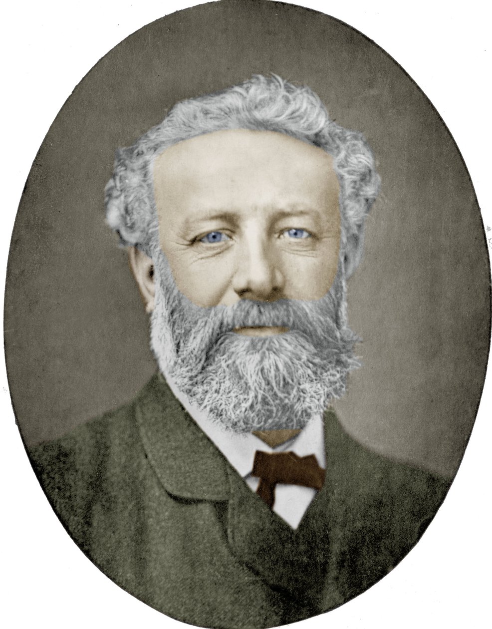 Jules Verne (1828-1905) romancier français, photographie par Nadar, image colorisée - (1820 1910) Nadar
