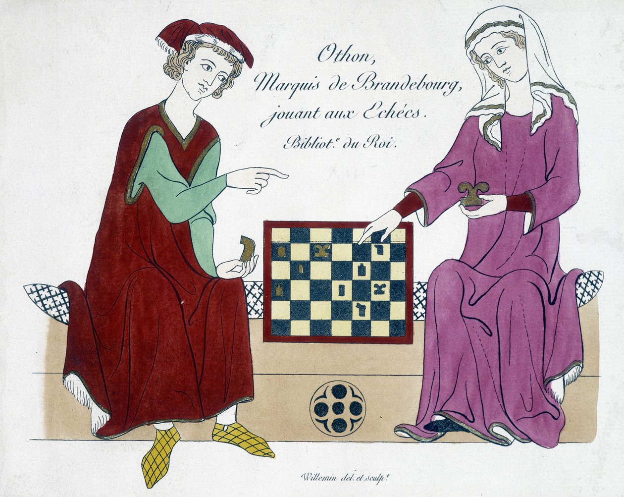 Othon, marquis de Brandebourg, jouant aux échecs - Allemagne 13ème siècle - (after) German School