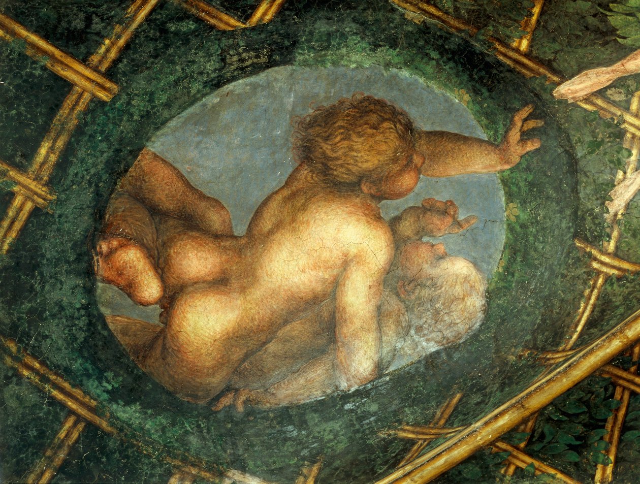 Ovate avec chérubins, détail de la décoration de la Chambre de Saint-Paul ou Chambre de l