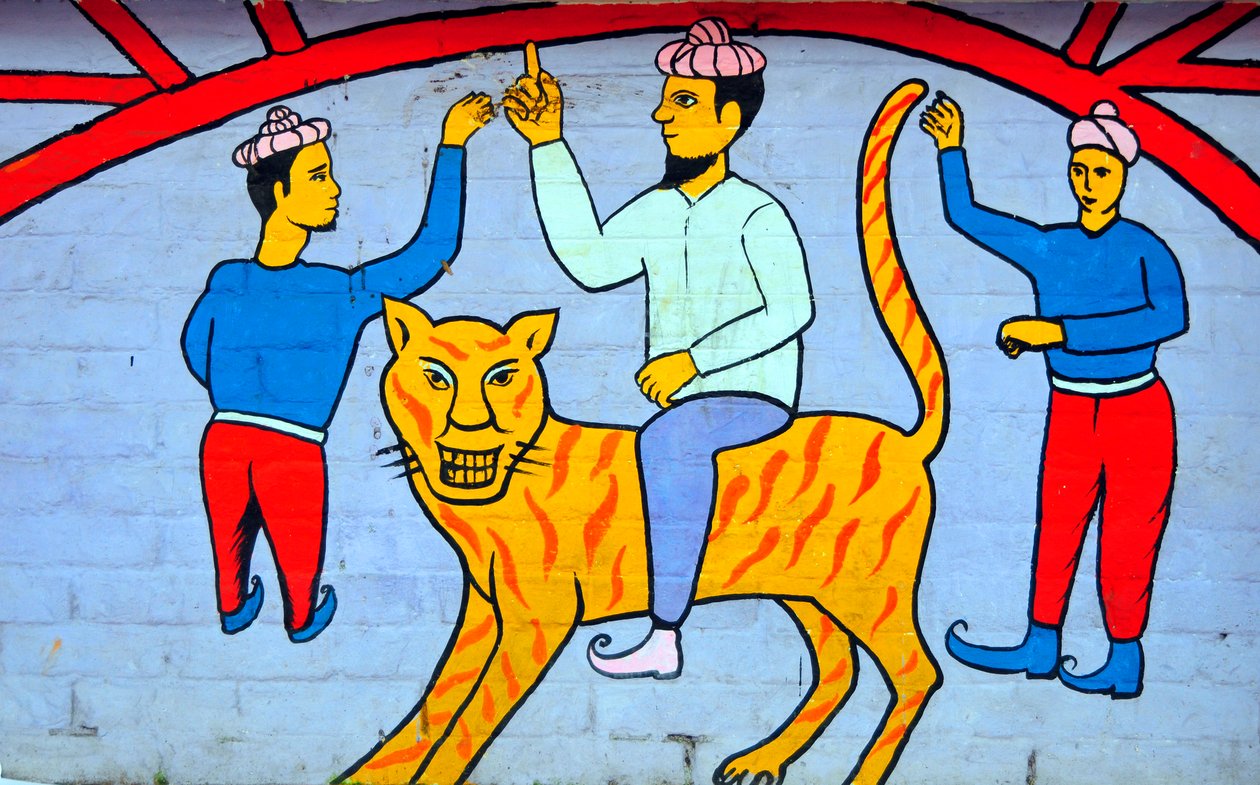 Une fresque représentant des personnages de contes populaires bangladais - Unknown