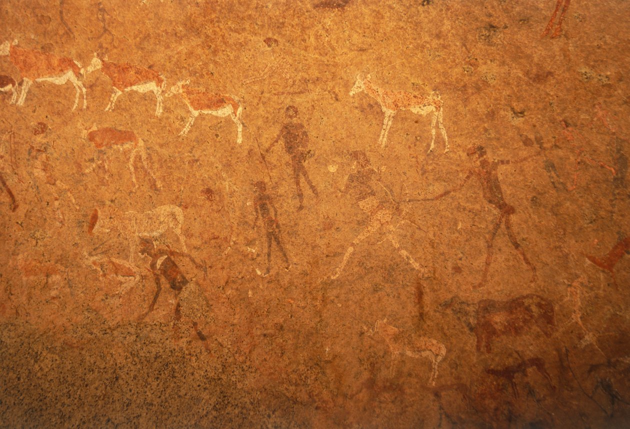 Détail des peintures rupestres dans le Damara Land, Namibie. 6 mai 1998. - Unknown