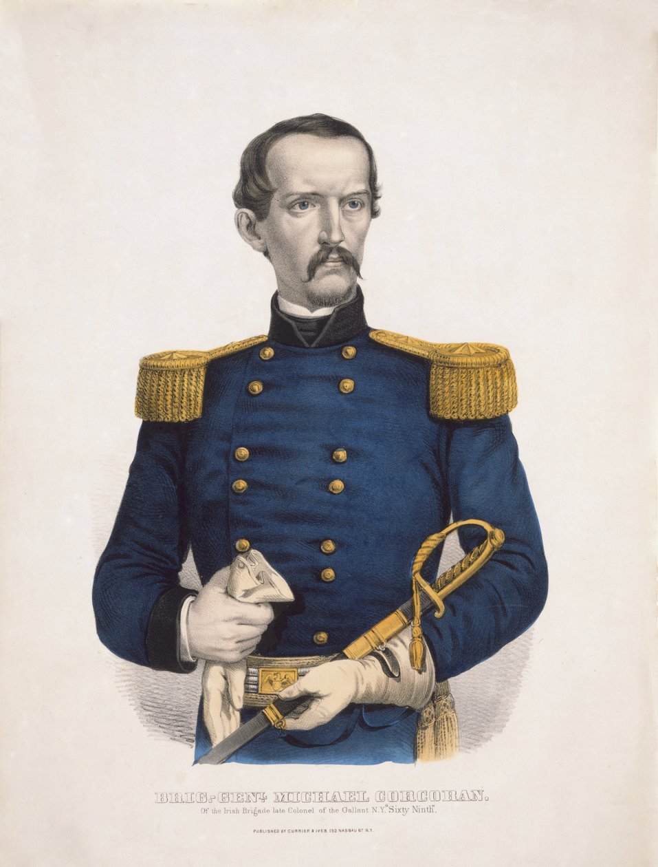 Brig.-Général Michael Corcoran - de la Brigade irlandaise, ancien colonel du vaillant N.Y. Soixante-Neuvième, pub. 1860 - American School