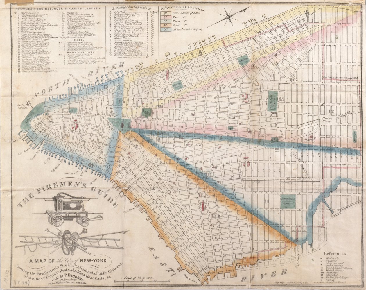 Guide du Pompier - Une Carte de New York Montrant les Districts d