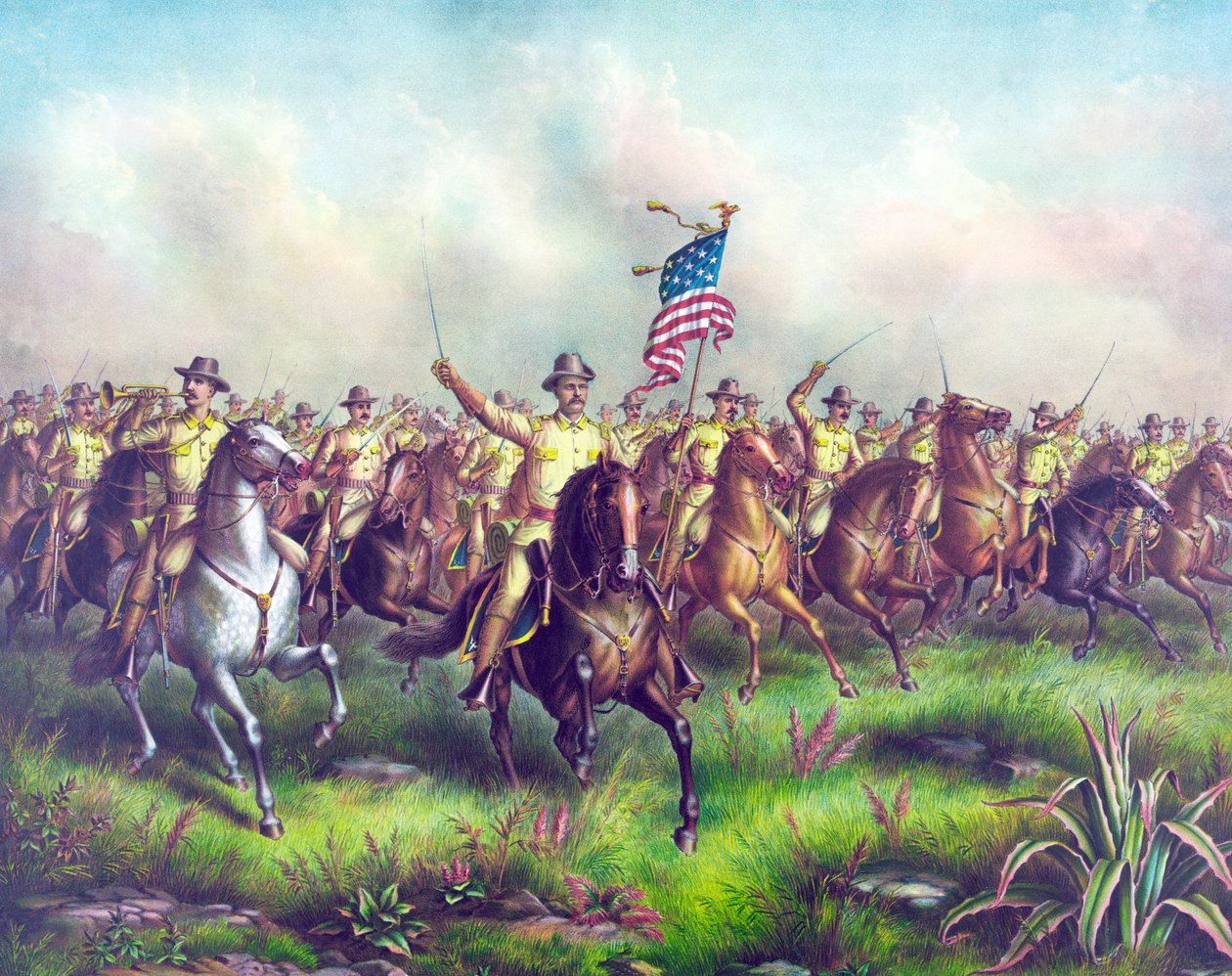 Rough-Riders, dirigés par le colonel Theodore Roosevelt, pub. 1898 - American School