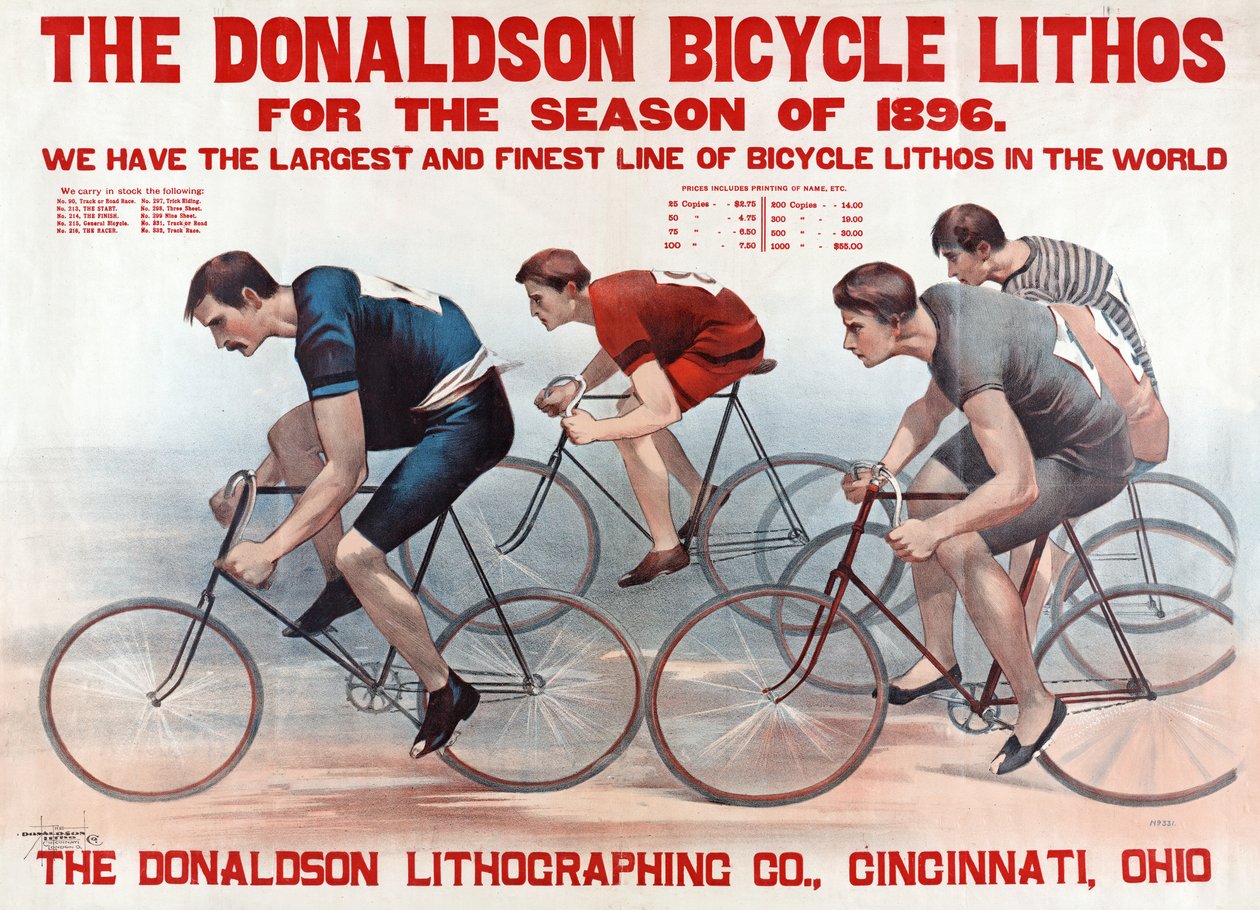 Le vélo Donaldson Lithos pour la saison de 1896, pub. 1896 - American School