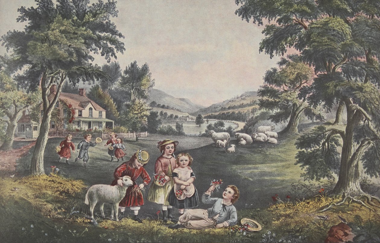 Les quatre saisons de la vie - Enfance, pub. 1868, La saison de la joie, Currier & Ives - American School