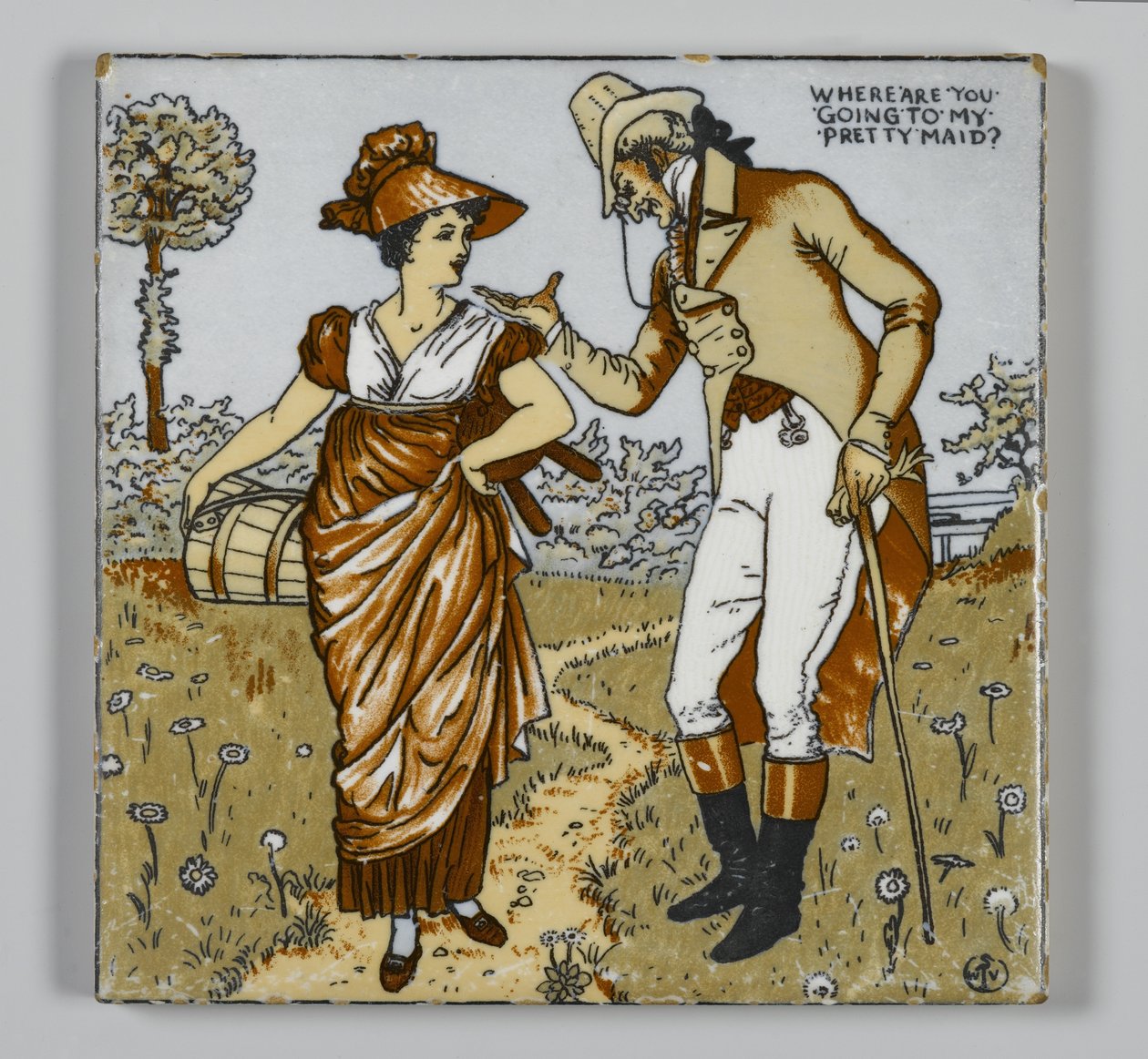 Carreau fabriqué par la Walter T. Crane Wheeling Pottery Company, Wheeling, Virginie-Occidentale, c.1890 - American School