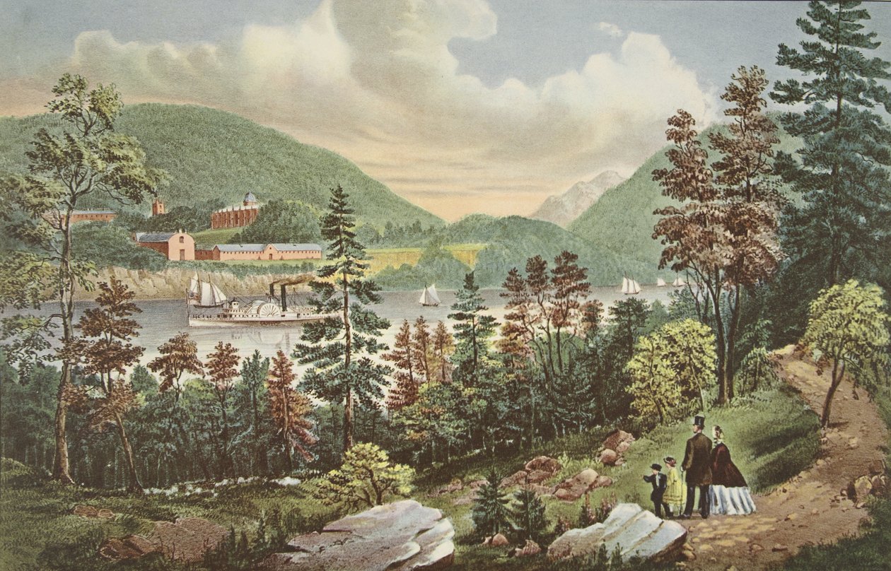 Académie Militaire des États-Unis - West Point, depuis la rive opposée - American School